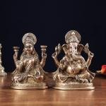 6" Pure Brass Ganesha Lakshmi Idol Set | Divine Pair Temple Murti | Prosperity Gift Set